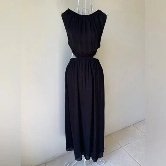 Aritzia Wilfred Pascale Open Back Tie Maxi Dress Black Size Medium - Picture 4 of 8